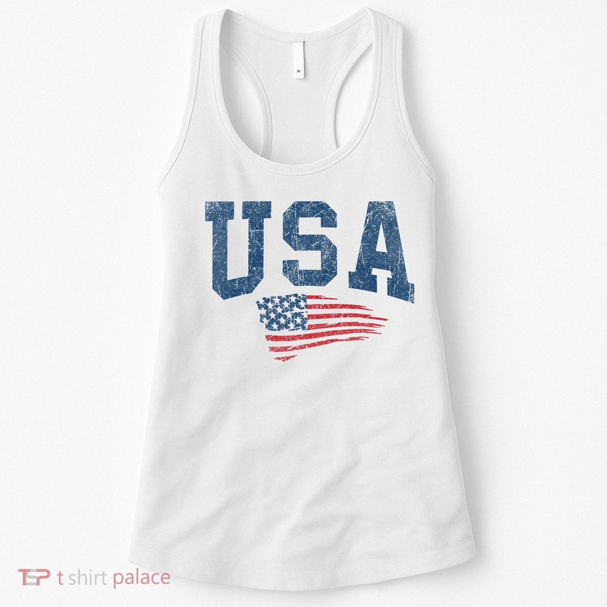 Patriotic USA  Distressed American Flag Women's Tank Top