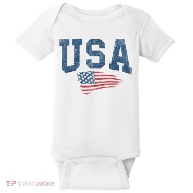 Patriotic USA  Distressed American Flag Baby Bodysuit