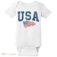 Patriotic USA  Distressed American Flag Baby Bodysuit thumb 0