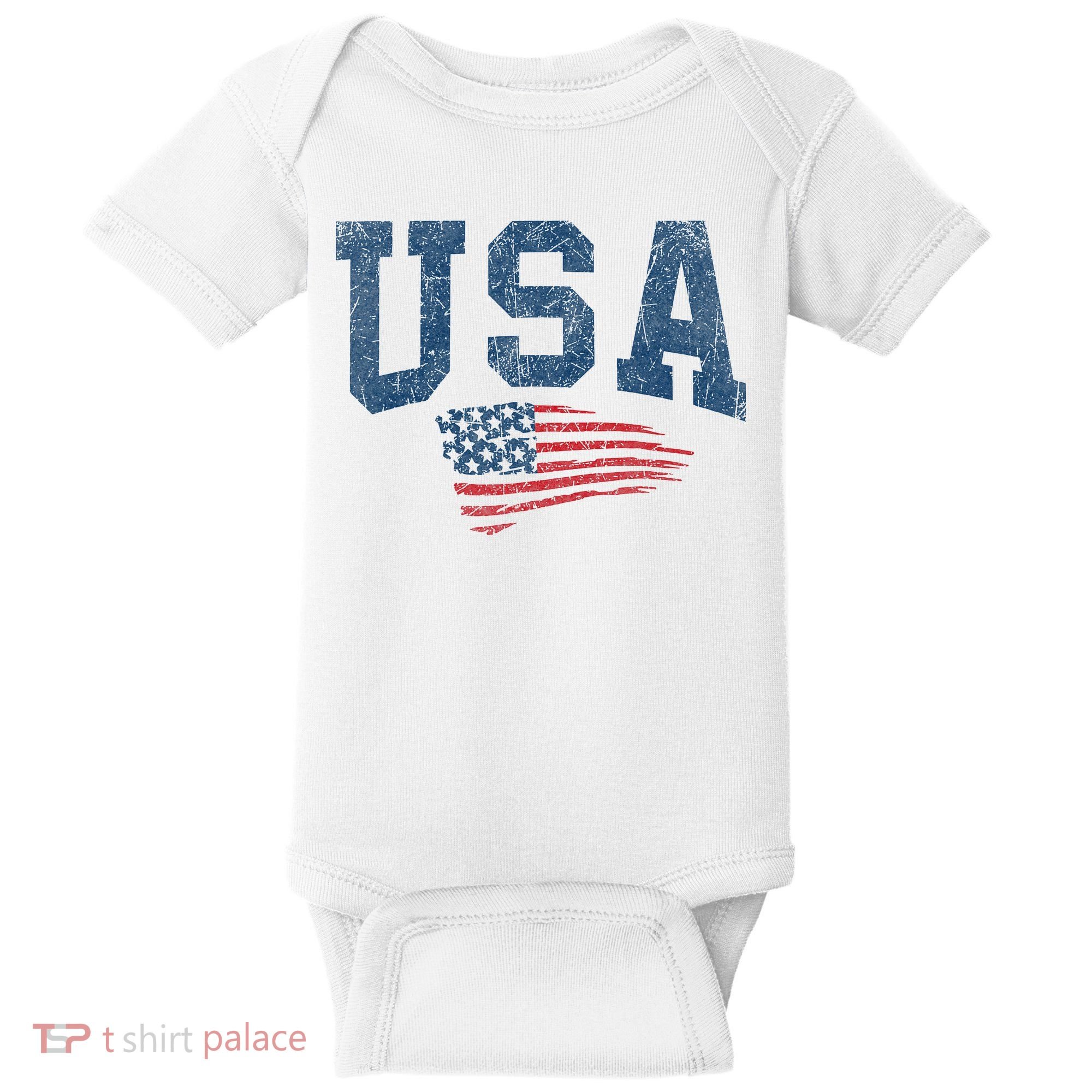 Patriotic USA  Distressed American Flag Baby Bodysuit