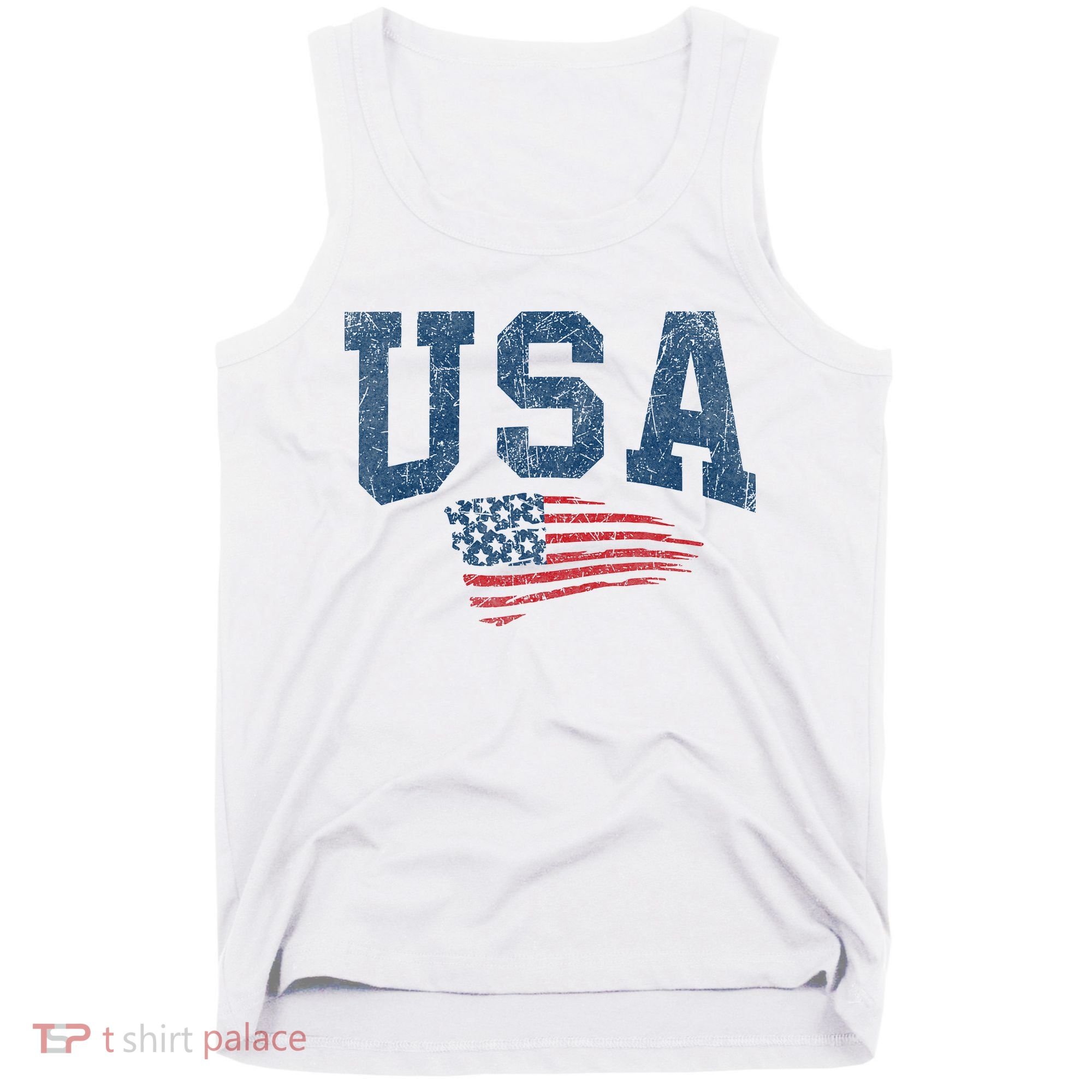 Patriotic USA  Distressed American Flag Tank Top