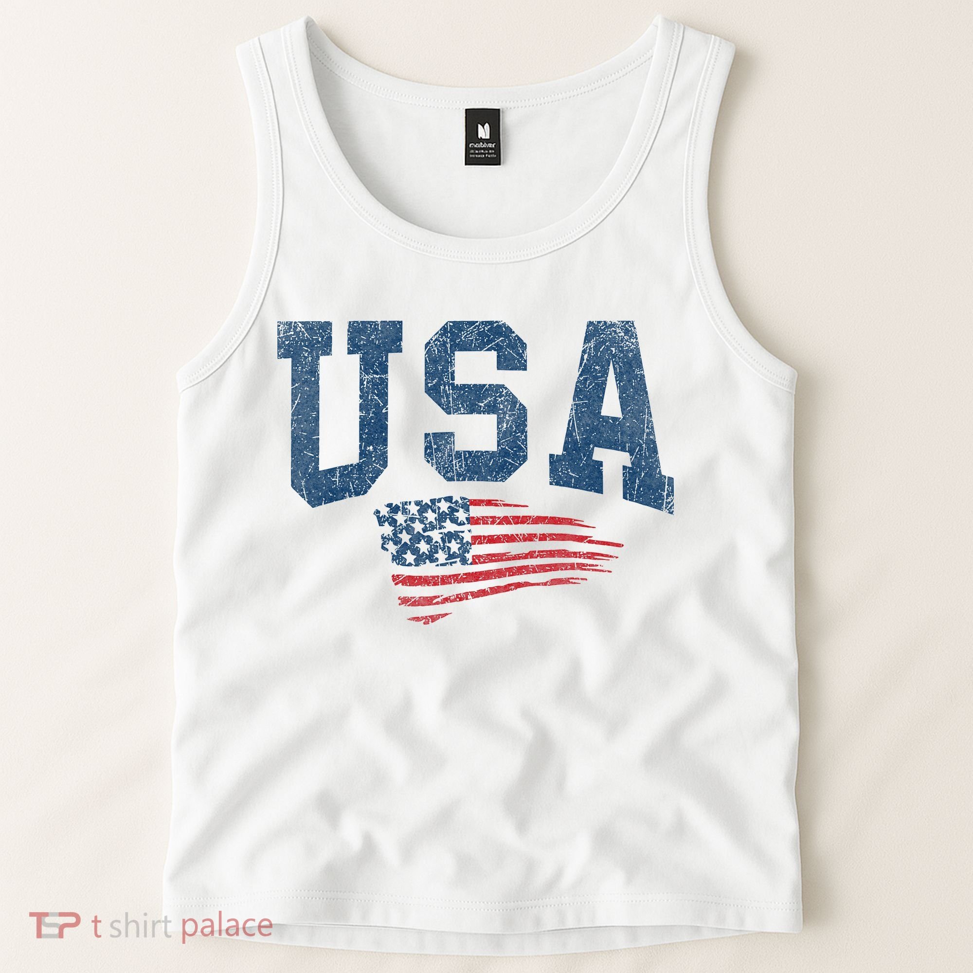 Patriotic USA  Distressed American Flag Tank Top