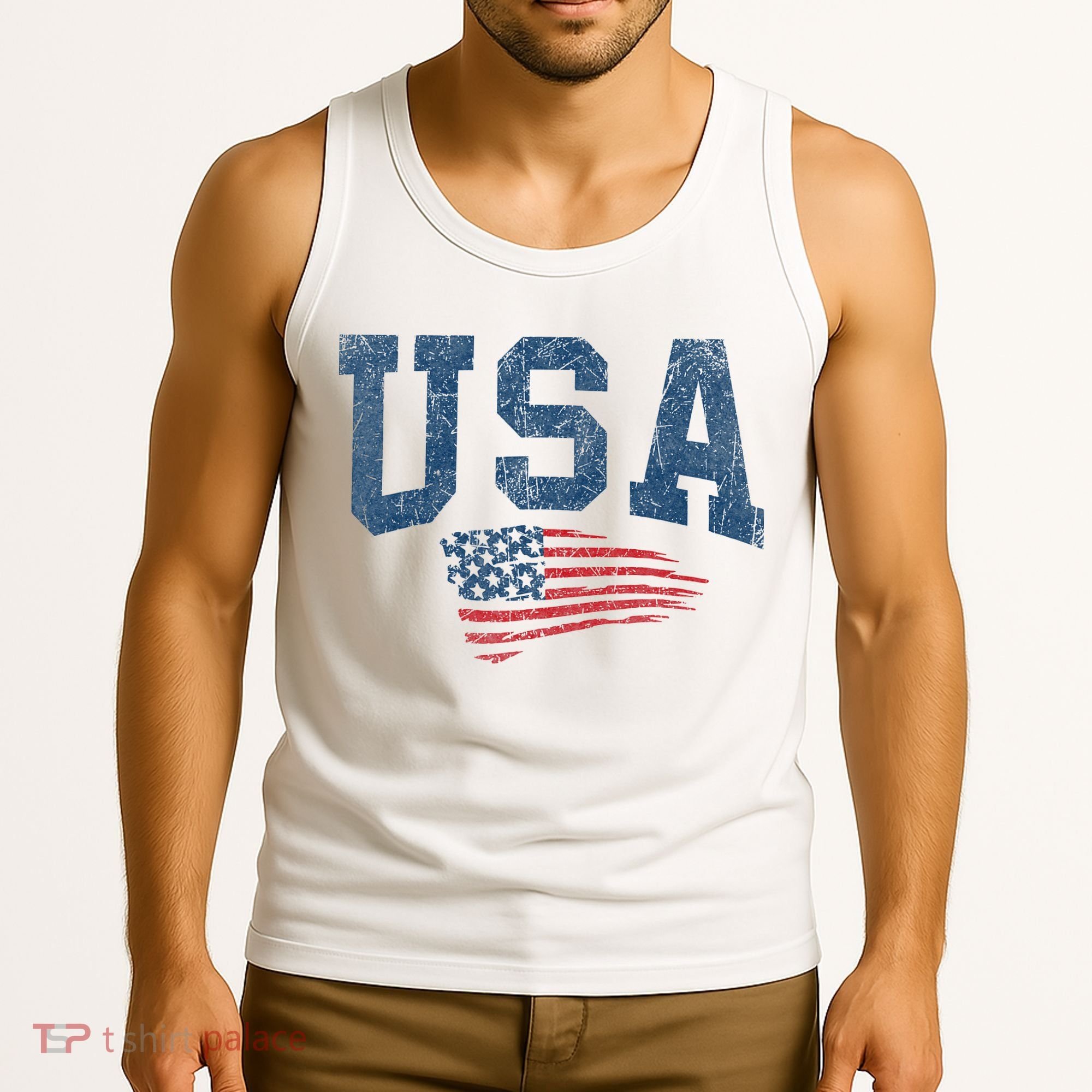 Patriotic USA  Distressed American Flag Tank Top