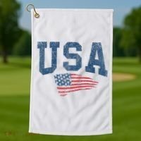 Patriotic USA  Distressed American Flag Golf Towel thumb 1