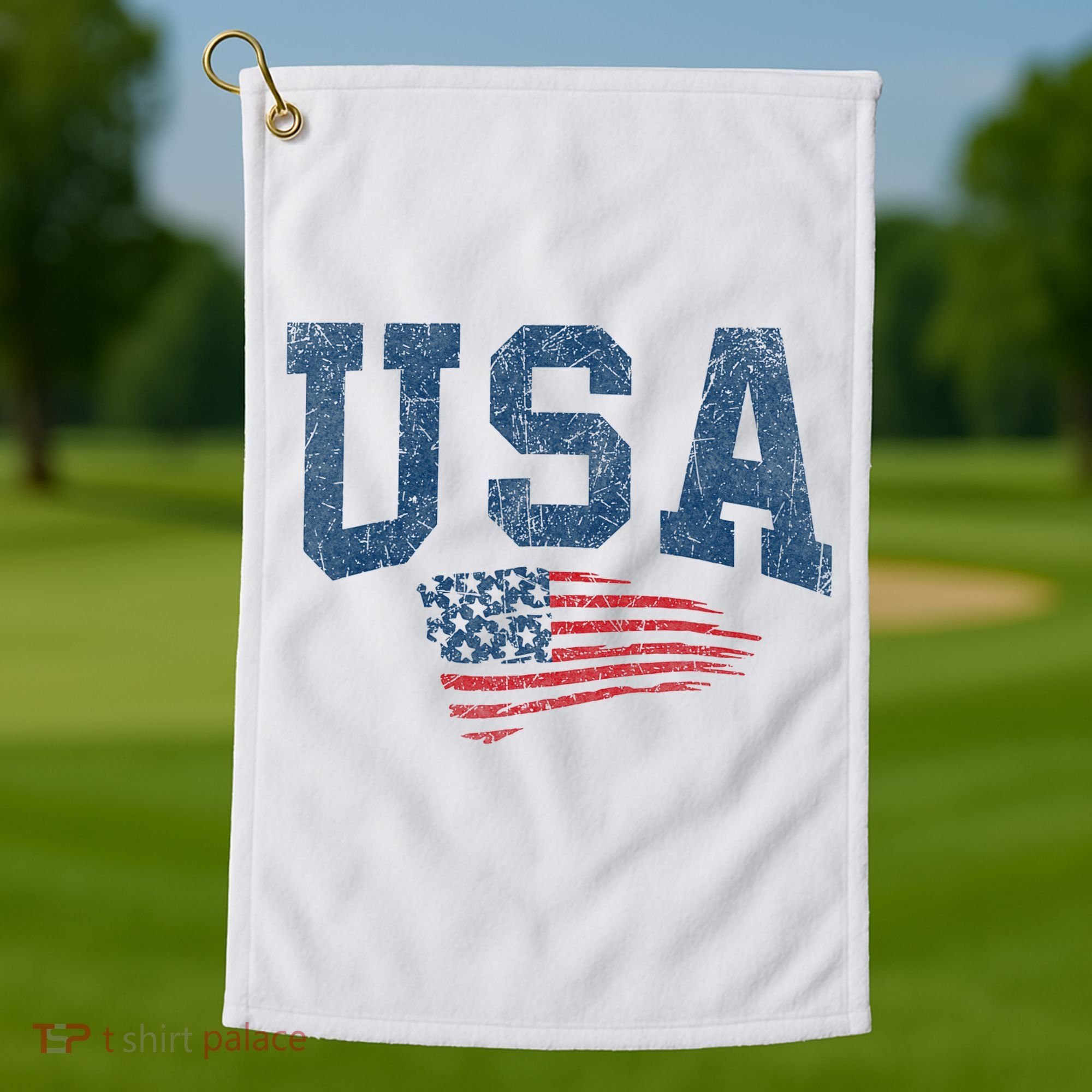 Patriotic USA  Distressed American Flag Golf Towel