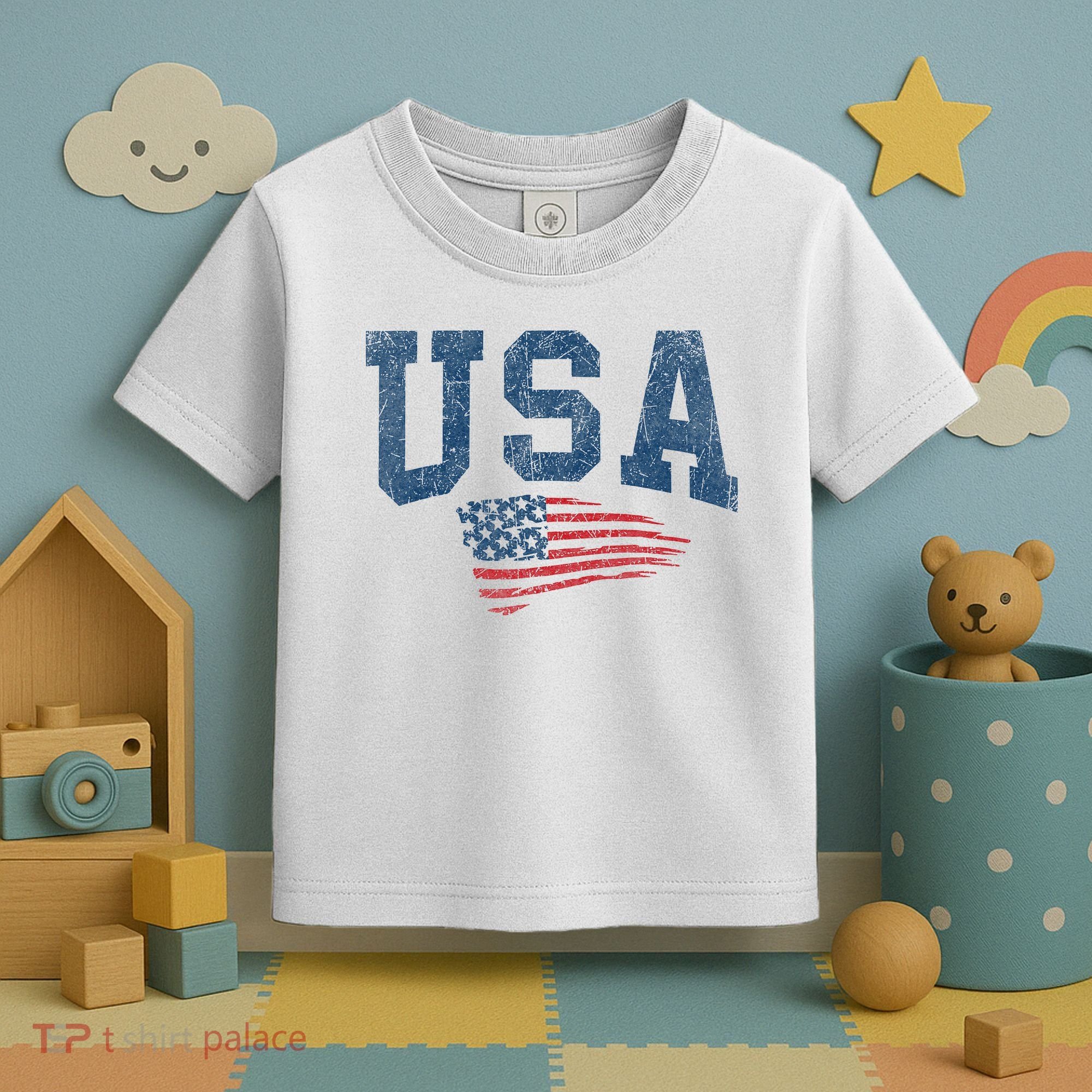 Patriotic USA  Distressed American Flag Toddler T-Shirt