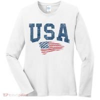 Patriotic USA  Distressed American Flag Women's Long Sleeve Shirt thumb 0