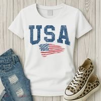 Patriotic USA  Distressed American Flag Women's T-Shirt thumb 3