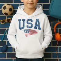 Patriotic USA  Distressed American Flag Kids Hoodie thumb 2
