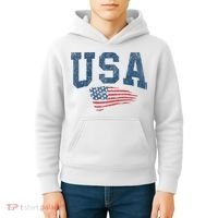 Patriotic USA  Distressed American Flag Kids Hoodie thumb 4