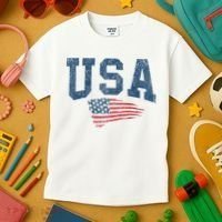 Patriotic USA  Distressed American Flag Kids T-Shirt thumb 3