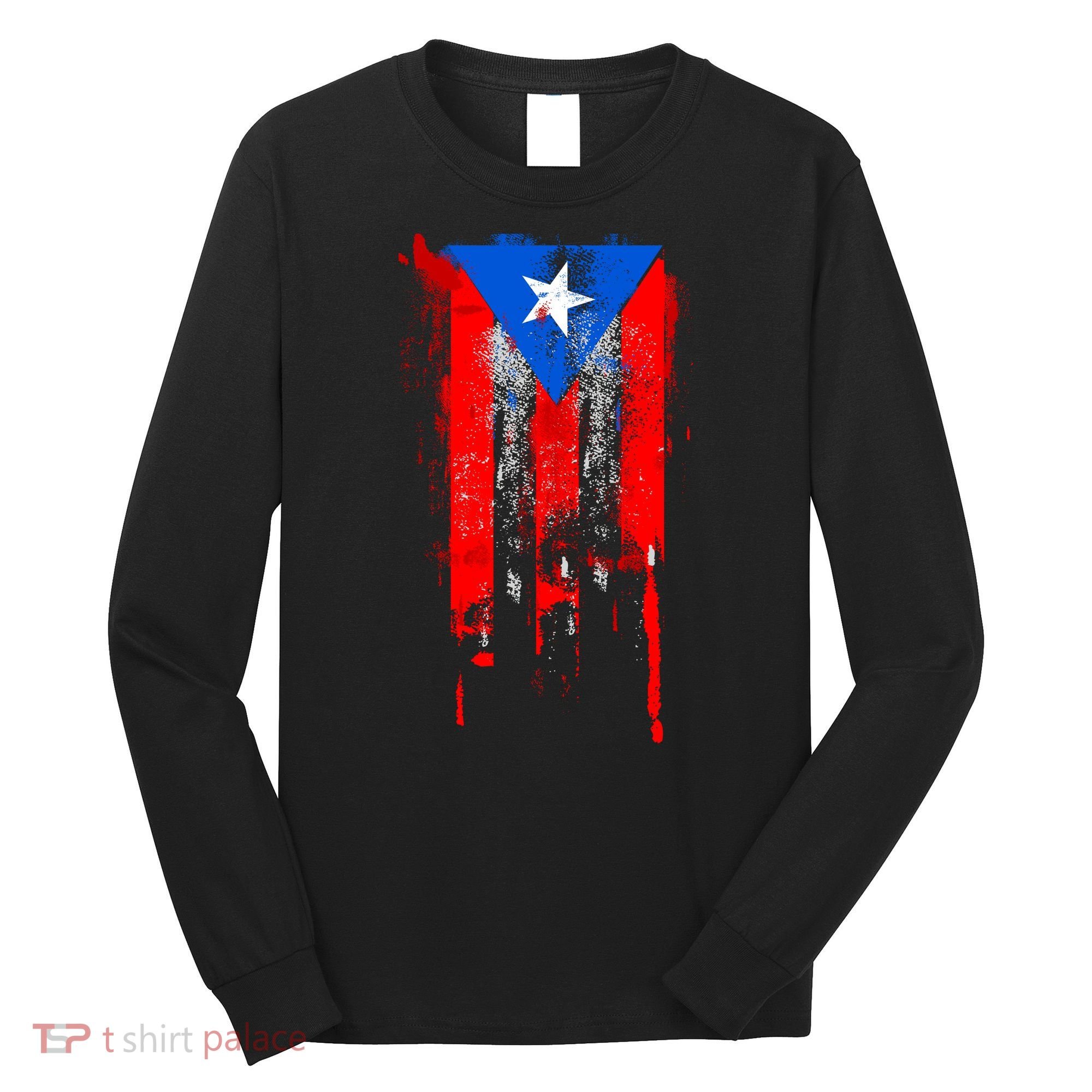 Puerto Rico Flag Drip Long Sleeve Shirt