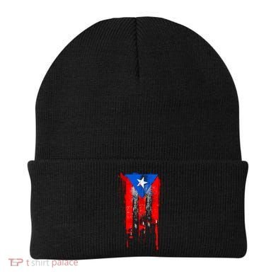 Puerto Rico Flag Drip Beanie