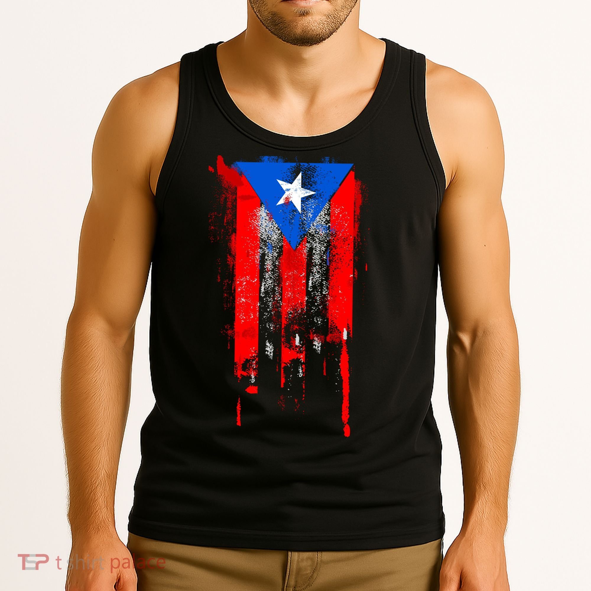 Puerto Rico Flag Drip Tank Top
