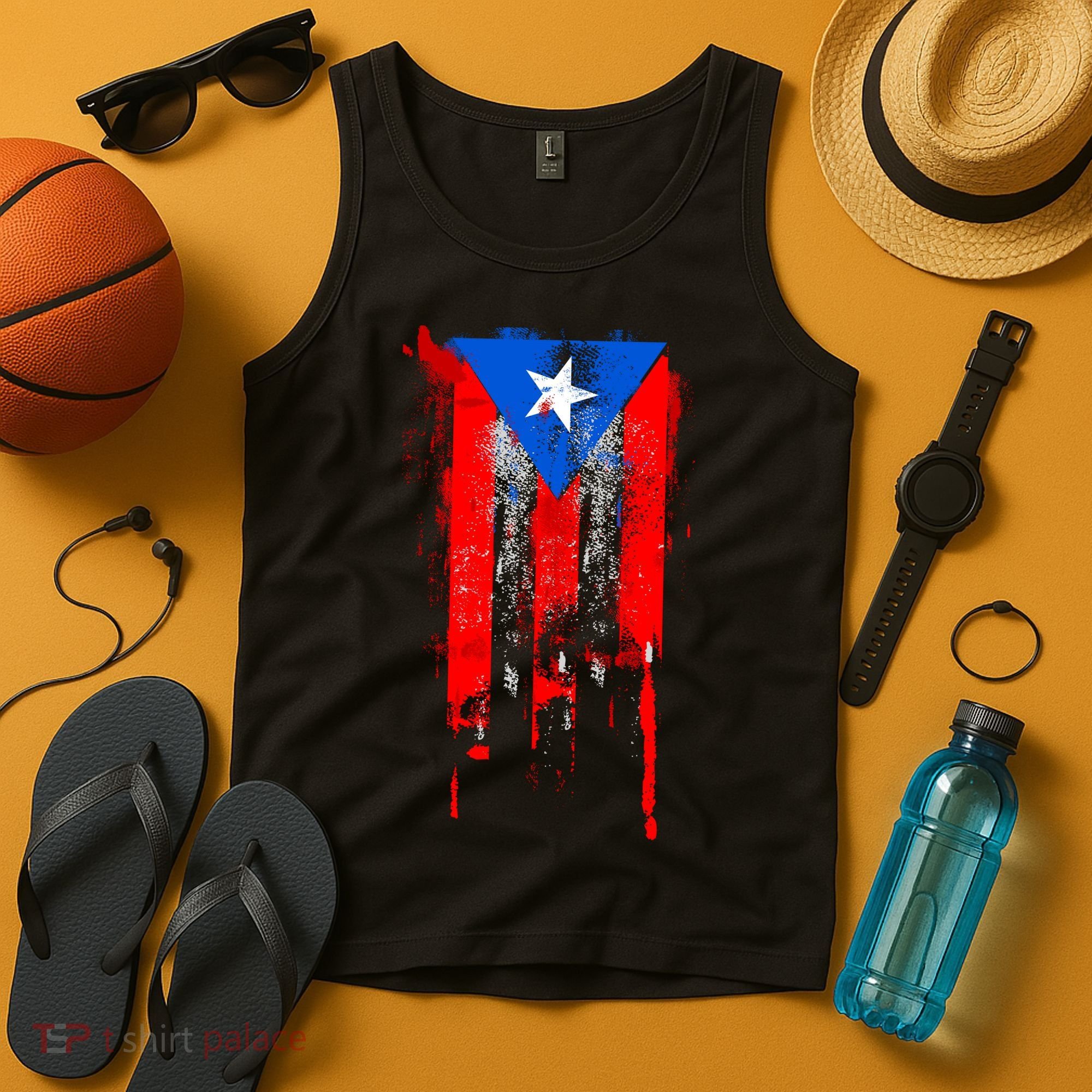Puerto Rico Flag Drip Tank Top