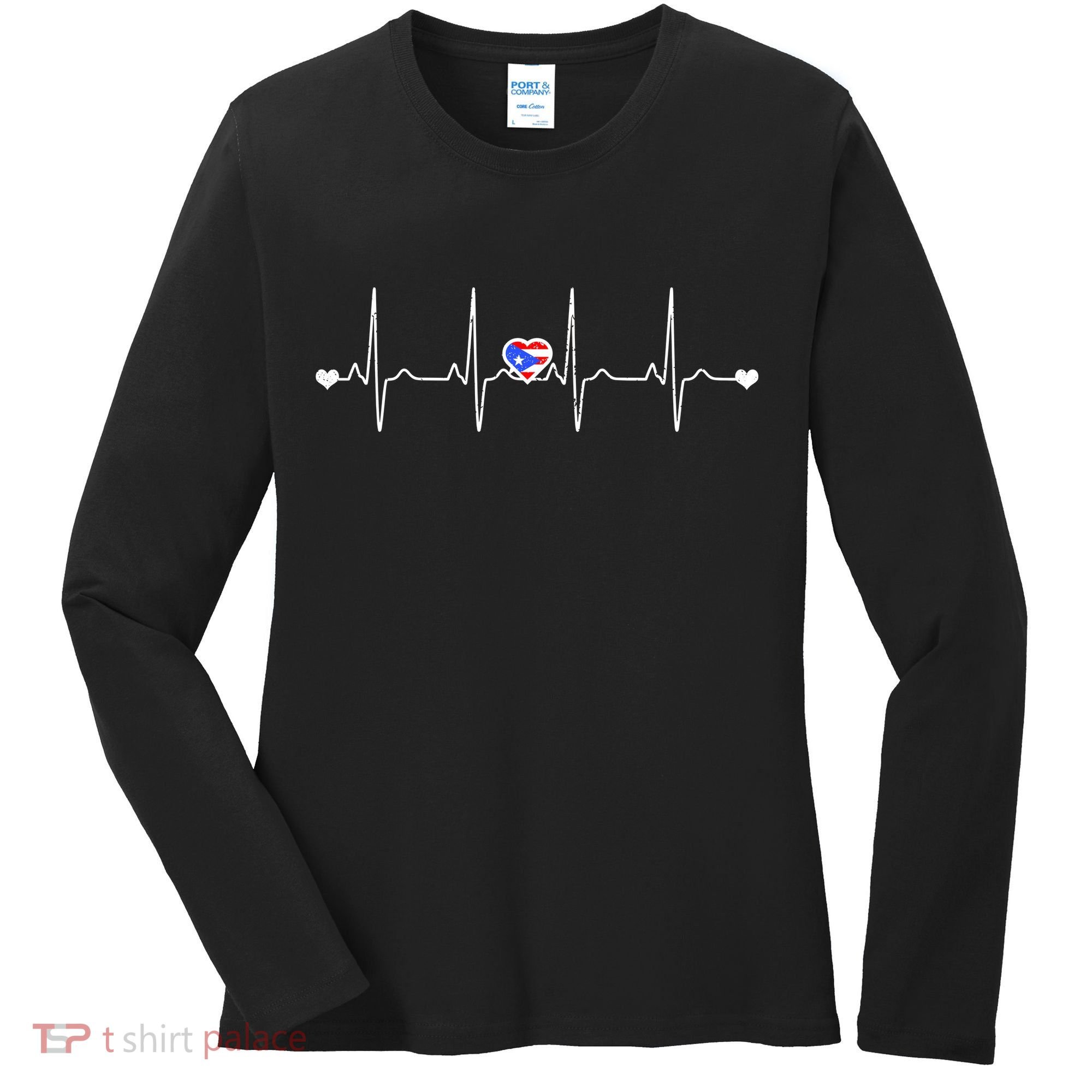 Puerto Rico Heartbeat Pulse Women's Long Sleeve Shirt