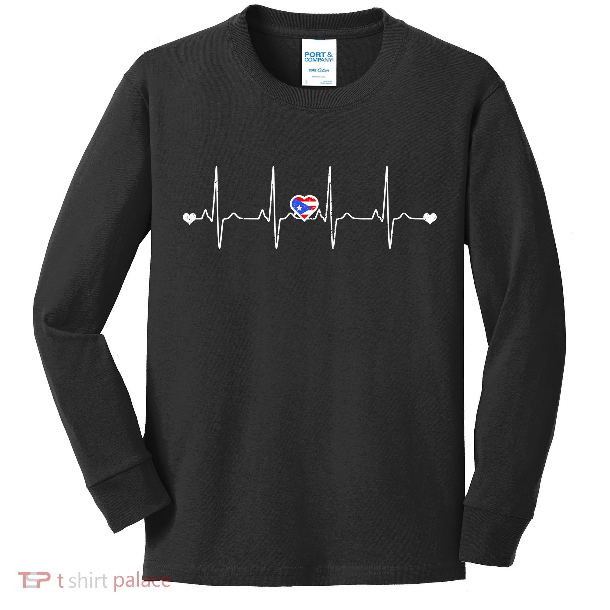 Puerto Rico Heartbeat Pulse Kids Long Sleeve Shirt