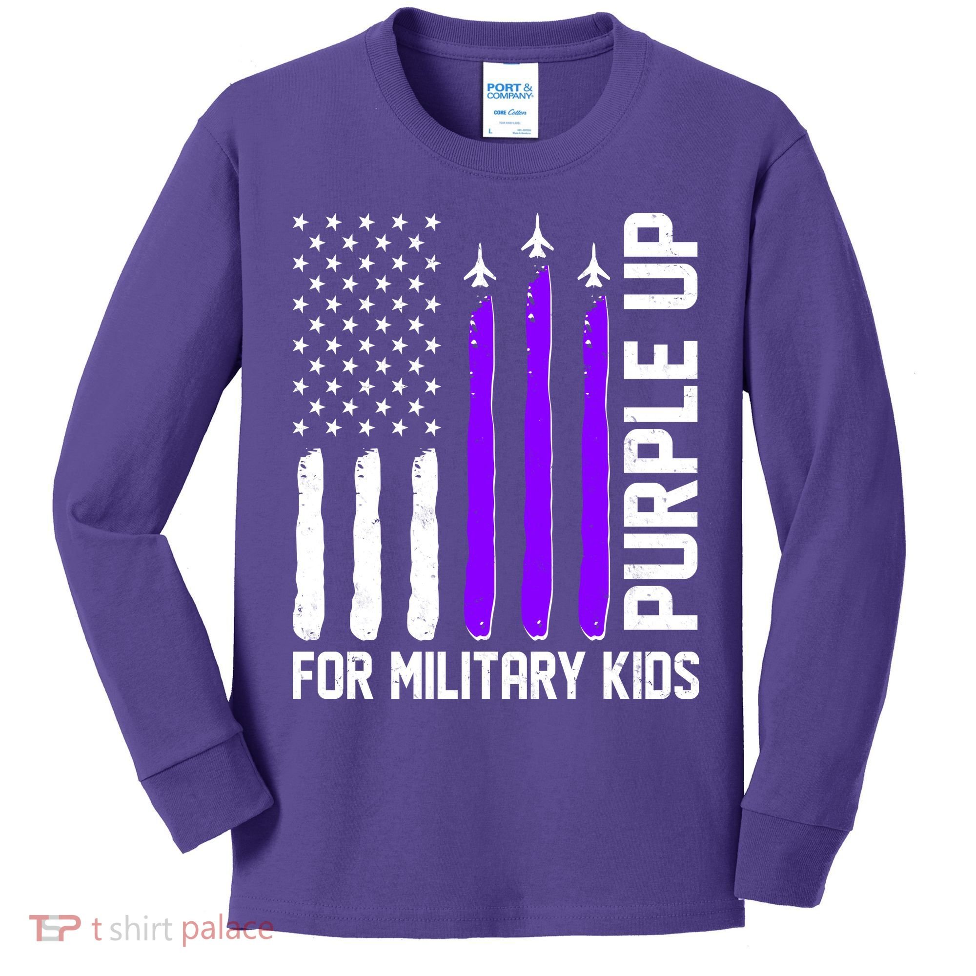 Purple Up For Military Kids Kids Long Sleeve Shirt