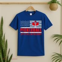 Pickleball USA Flag Leave It All On The Court Pickle Ball T-Shirt thumb 2