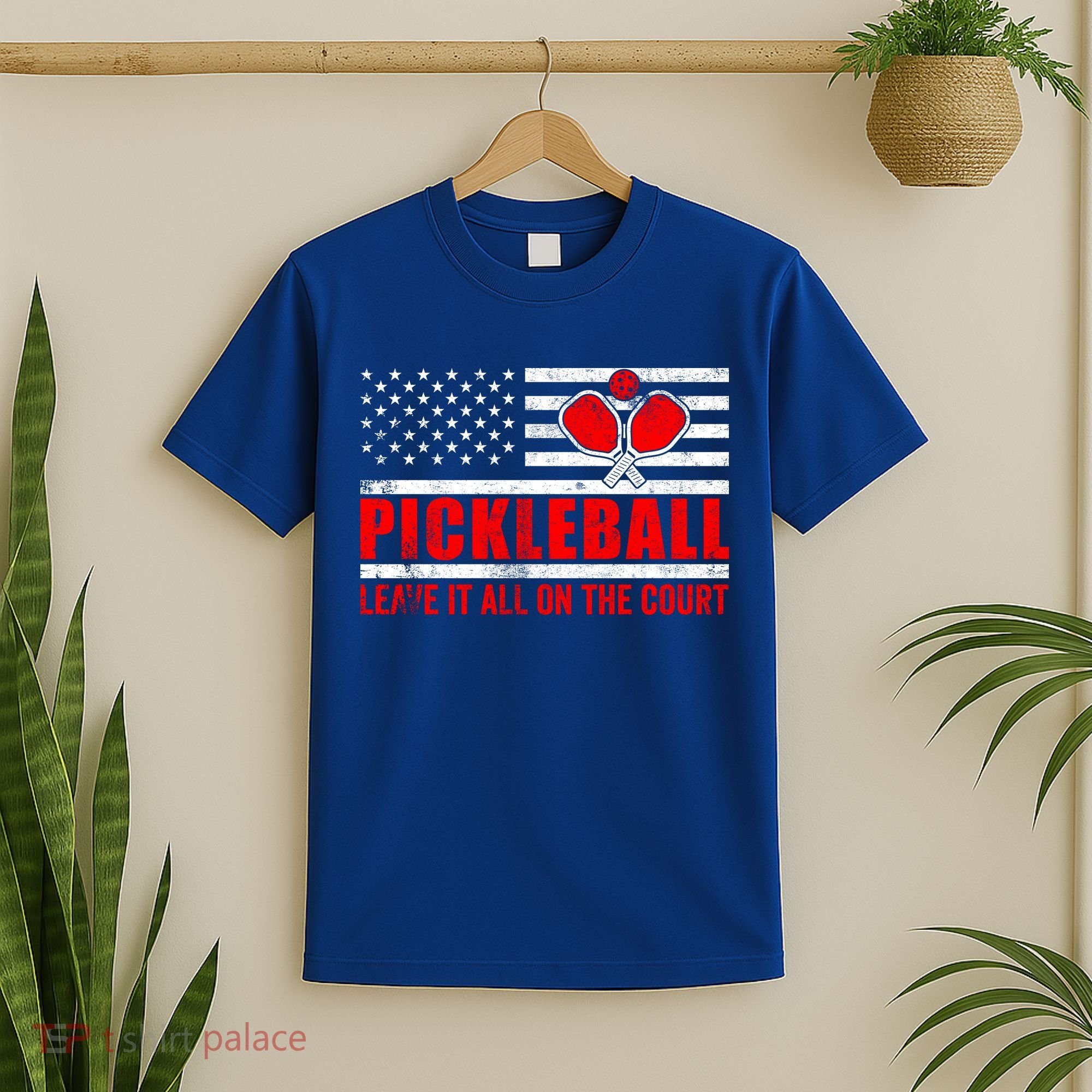 Pickleball USA Flag Leave It All On The Court Pickle Ball T-Shirt
