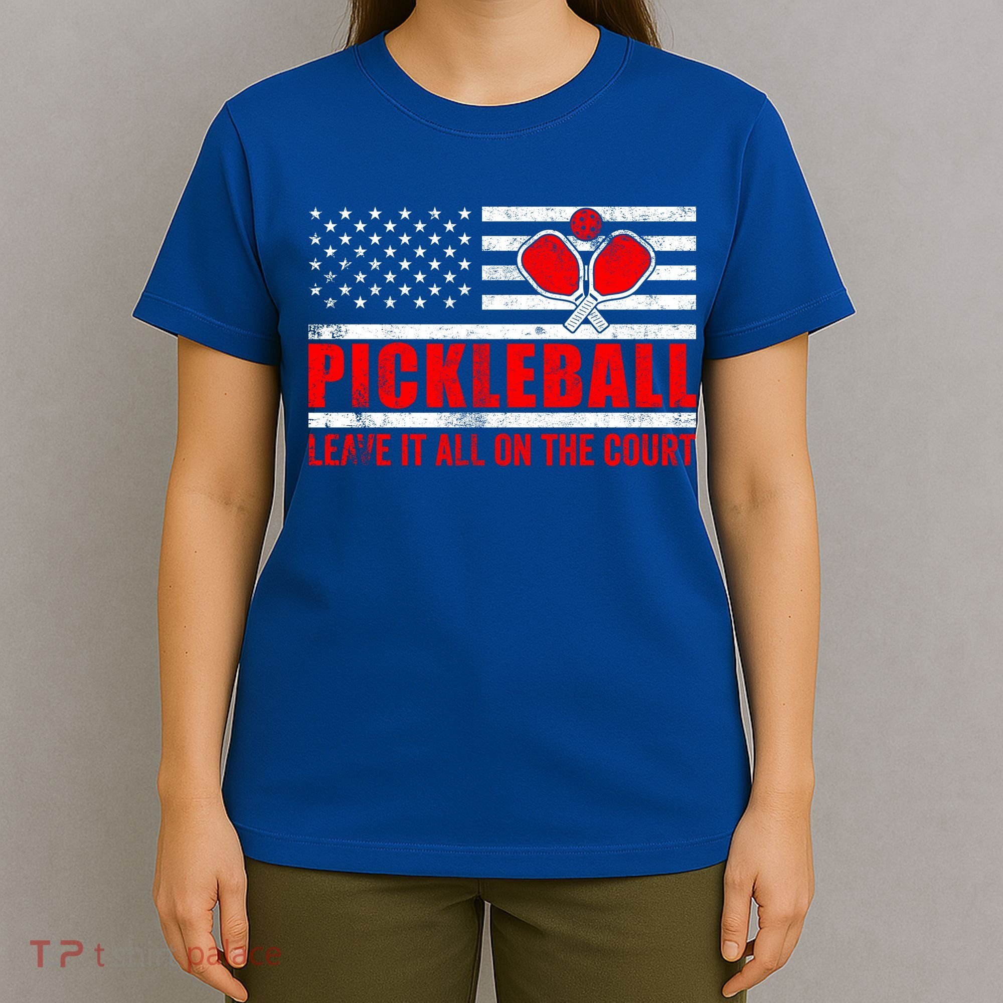 Pickleball USA Flag Leave It All On The Court Pickle Ball T-Shirt