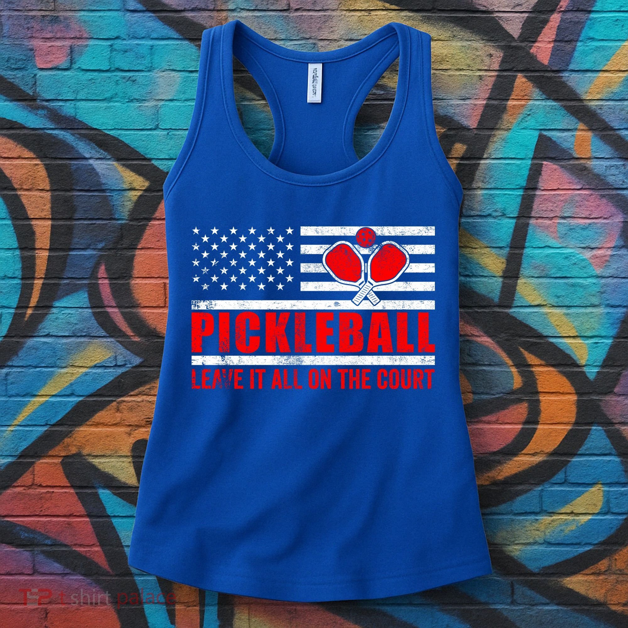 Pickleball USA Flag Leave It All On The Court Pickle Ball Women's Tank Top