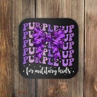 Purple Up For Military Coquette Bow Camo Child Coaster thumb 0