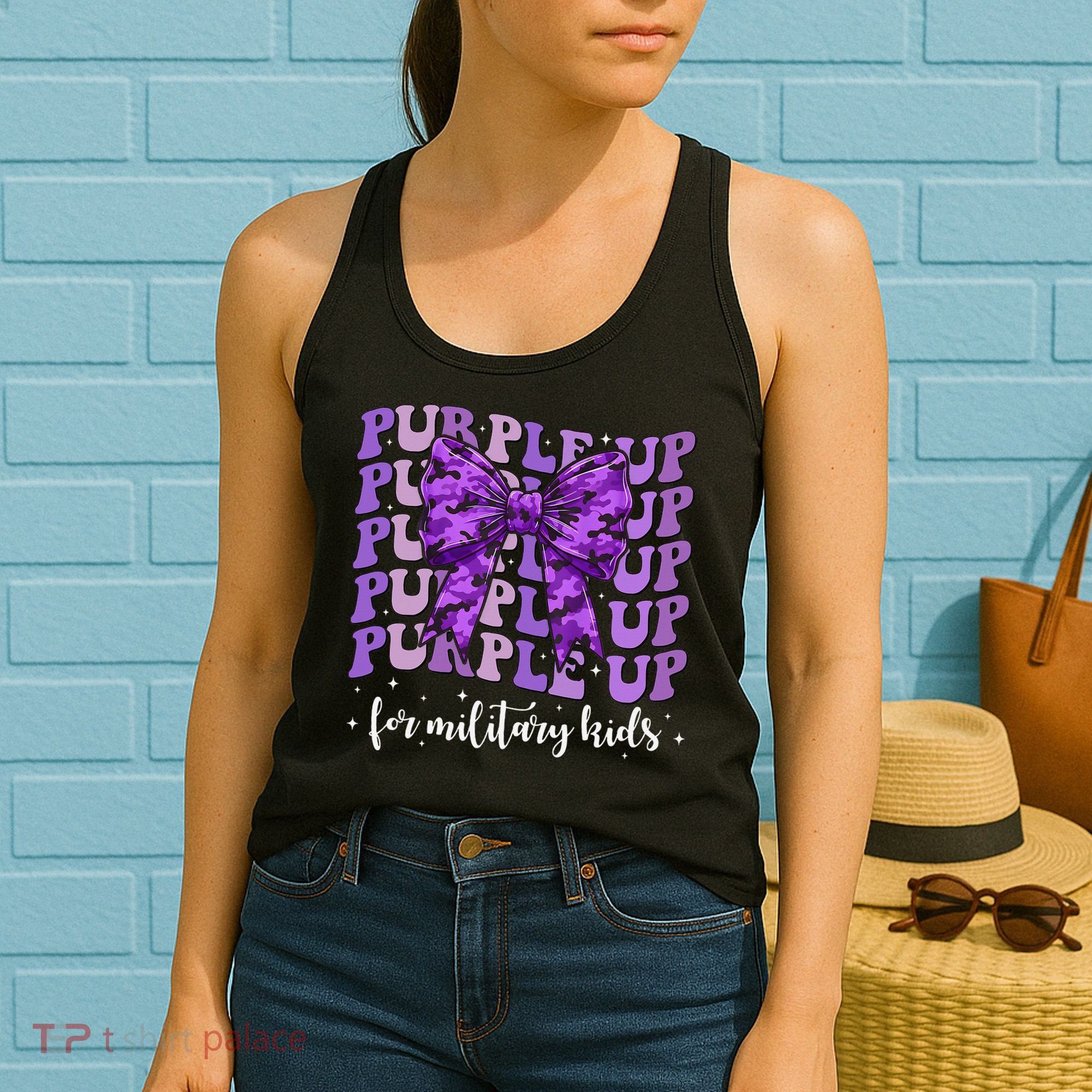 Purple Up For Military Coquette Bow Camo Child Women's Tank Top