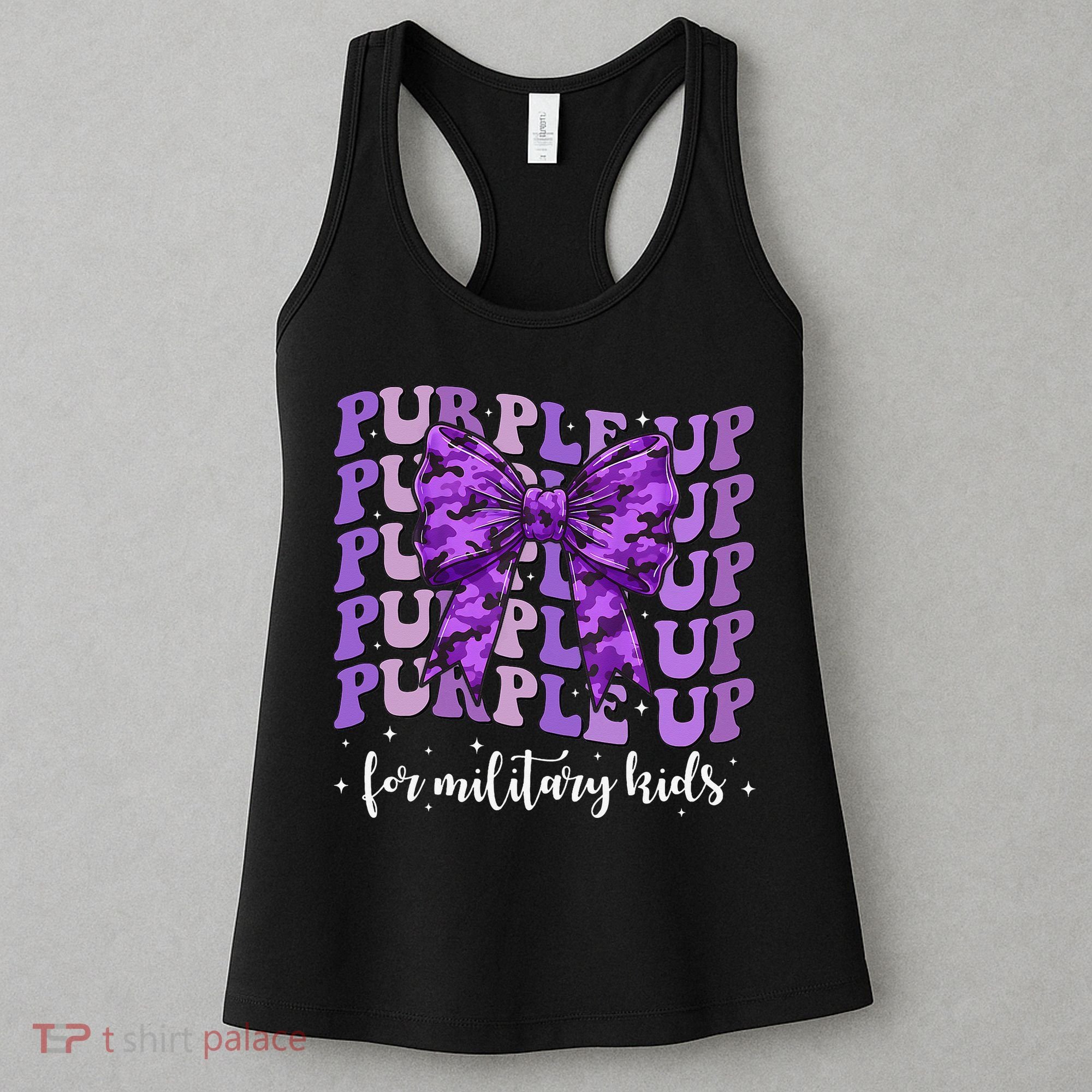Purple Up For Military Coquette Bow Camo Child Women's Tank Top