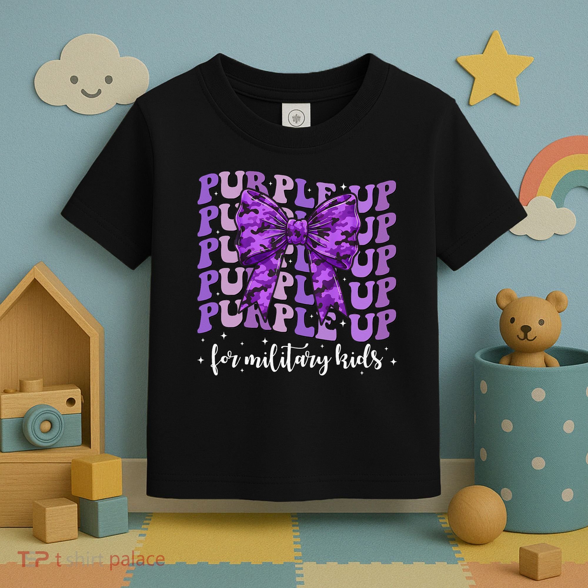Purple Up For Military Coquette Bow Camo Child Toddler T-Shirt