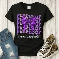 Purple Up For Military Coquette Bow Camo Child Women's T-Shirt thumb 3