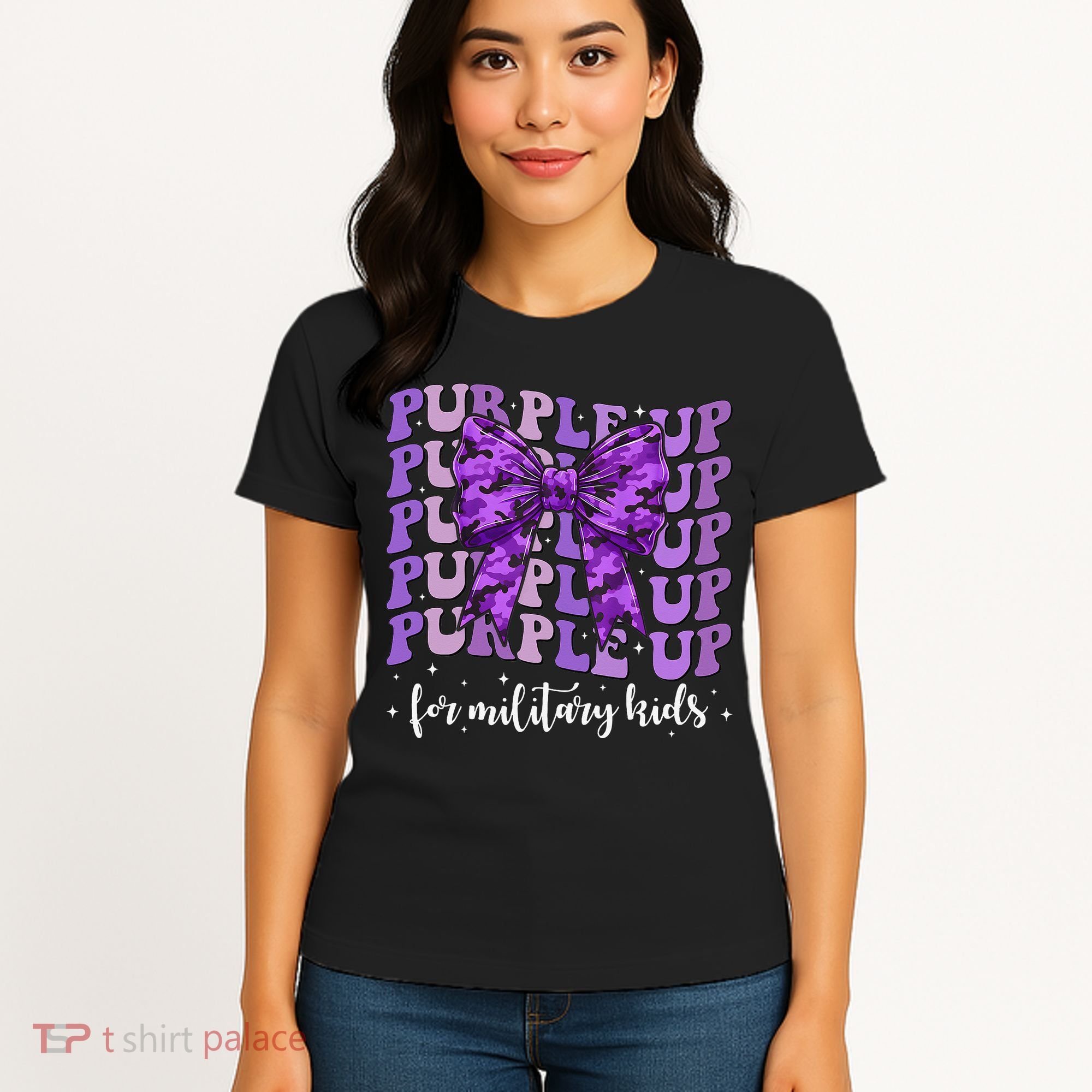 Purple Up For Military Coquette Bow Camo Child Women's T-Shirt