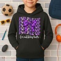 Purple Up For Military Coquette Bow Camo Child Kids Hoodie thumb 2