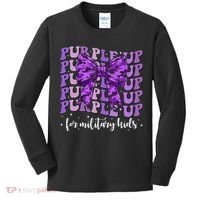 Purple Up For Military Coquette Bow Camo Child Kids Long Sleeve Shirt thumb 0