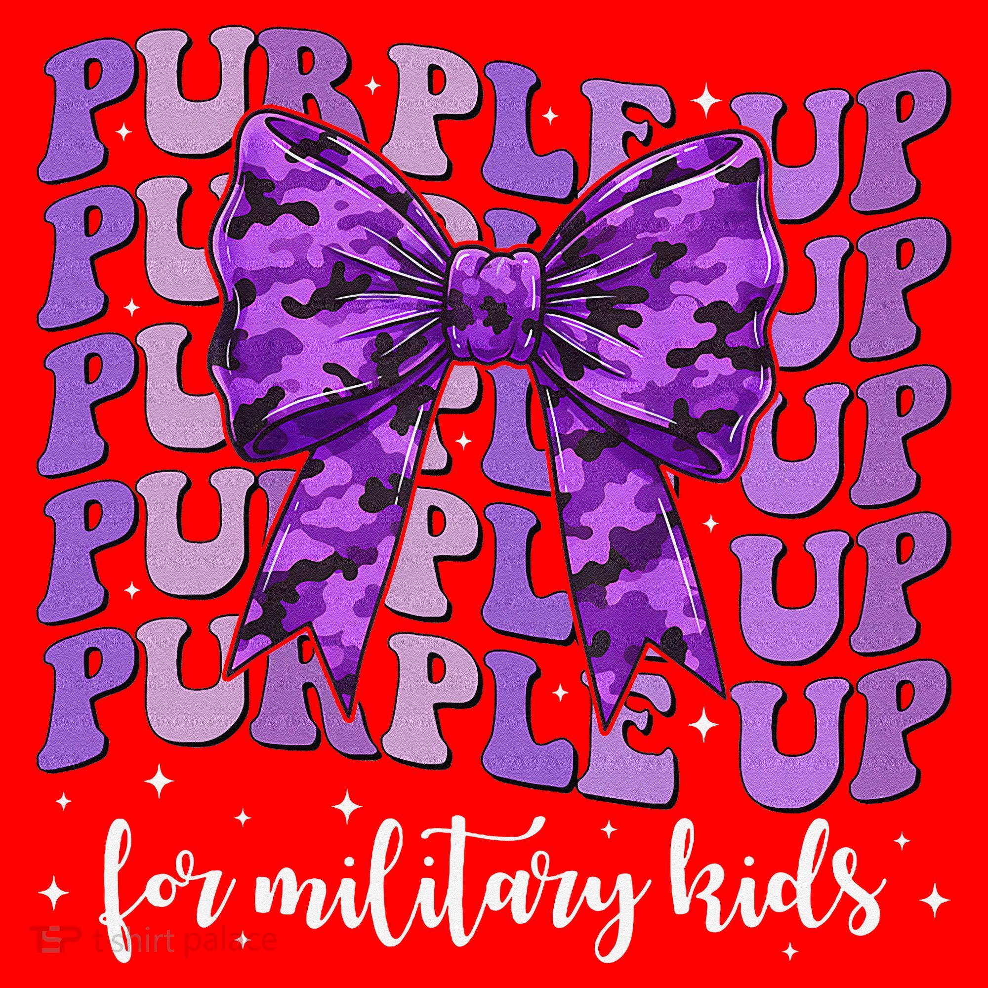 Purple Up For Military Coquette Bow Camo Child Santa Hat