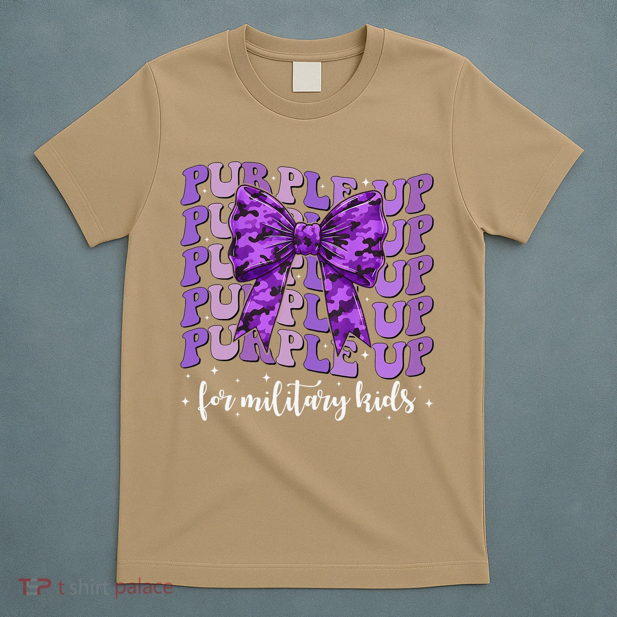 Purple Up For Military Coquette Bow Camo Child T-Shirt
