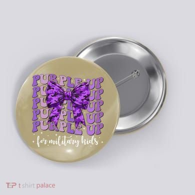 Purple Up For Military Coquette Bow Camo Child Button