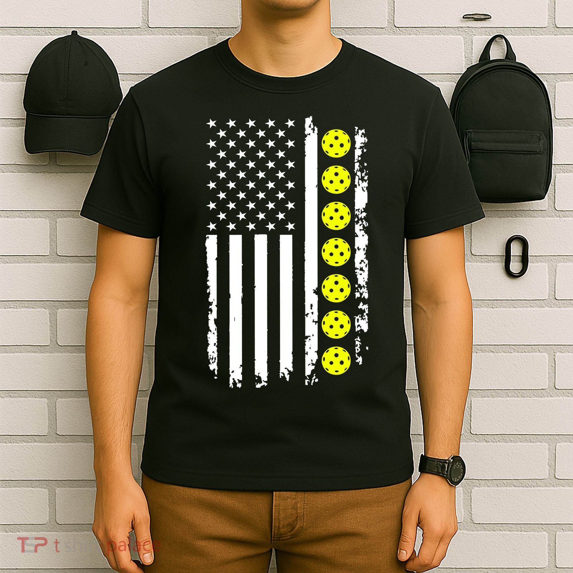 Pickleball USA Flag American Sport T-Shirt