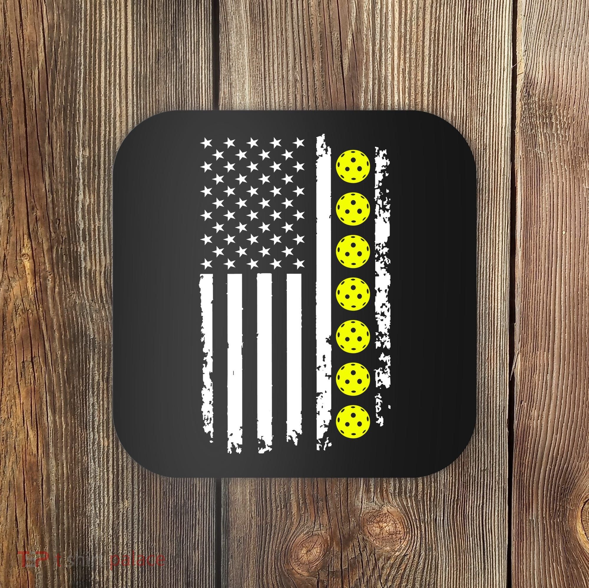 Pickleball USA Flag American Sport Coaster