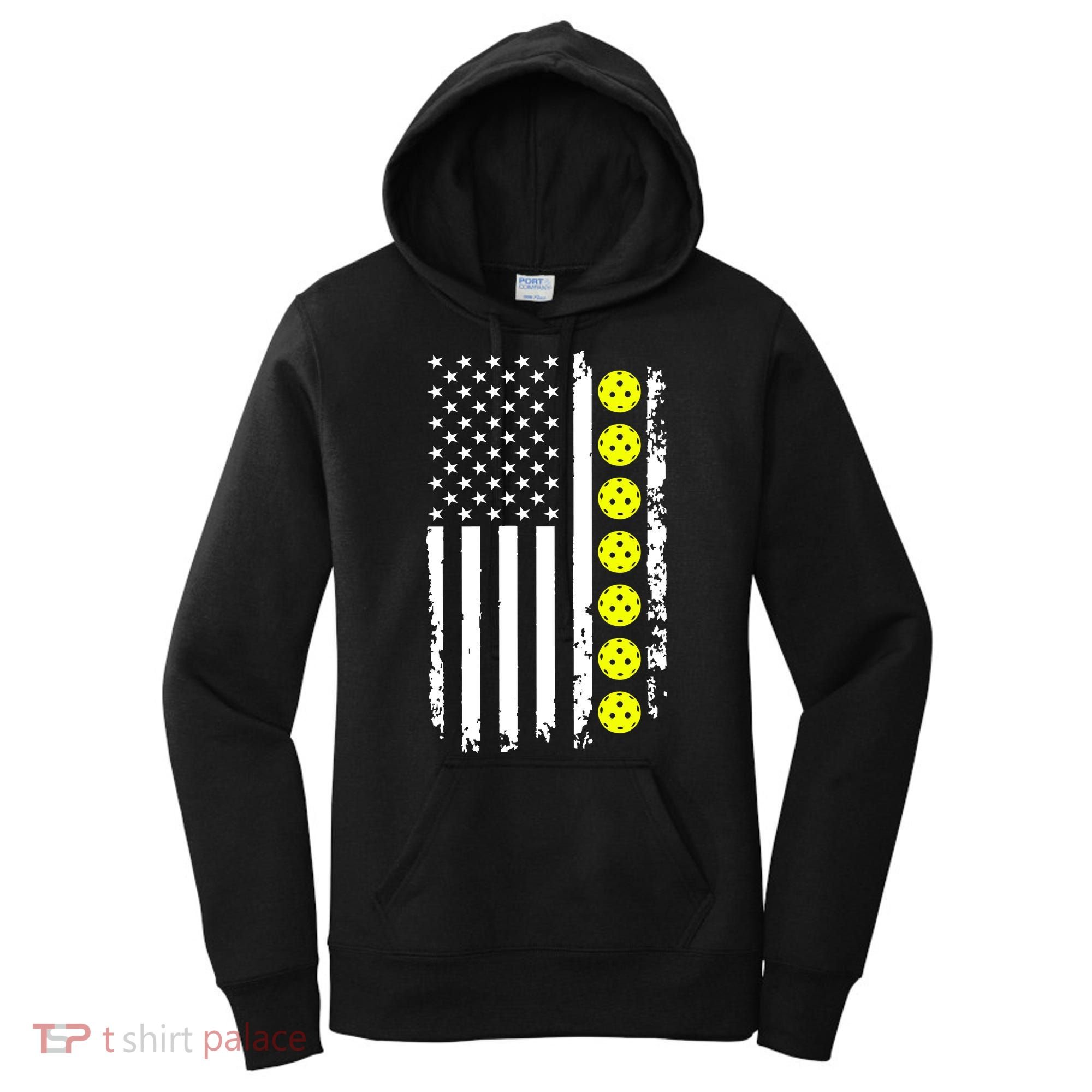 Pickleball USA Flag American Sport Women's Hoodie