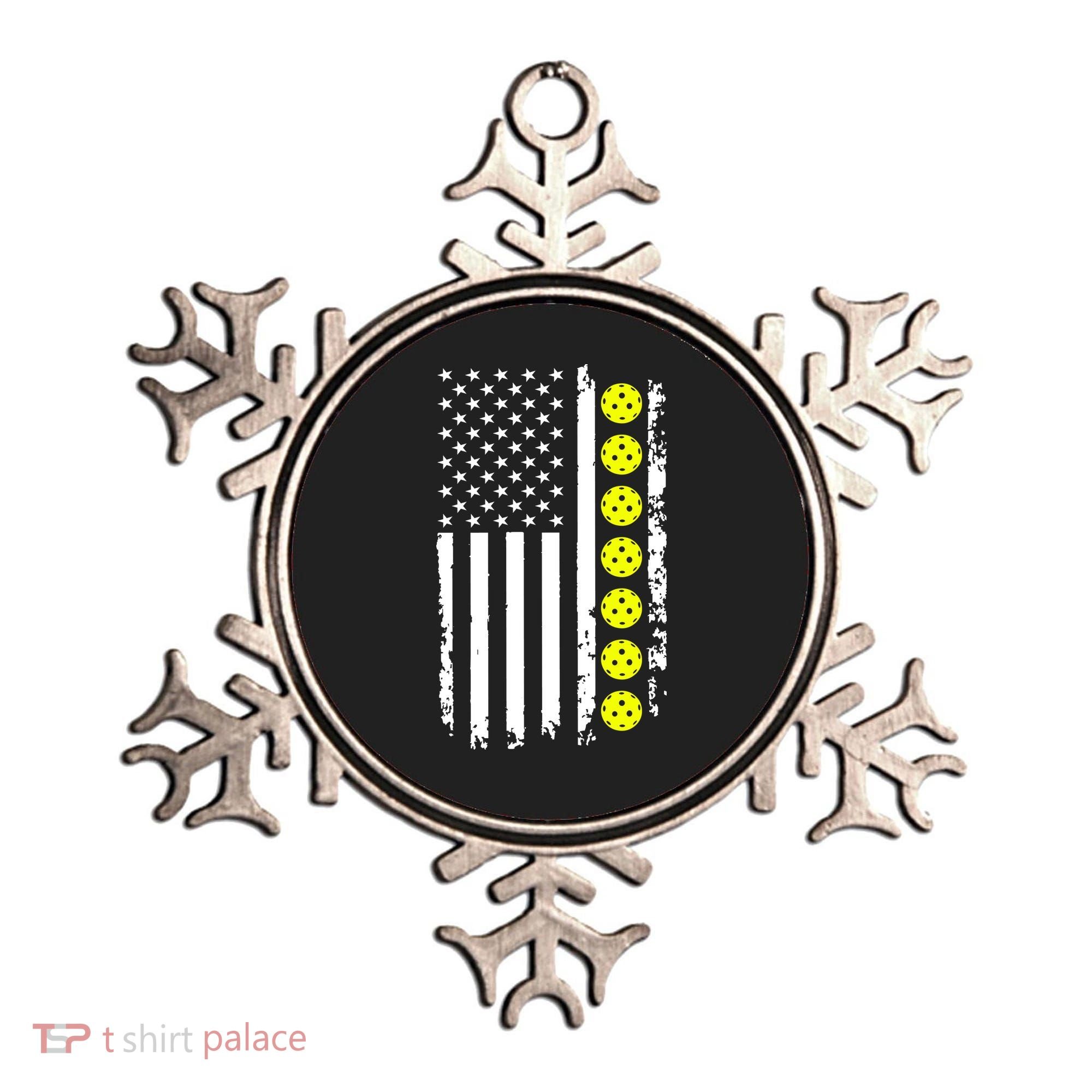Pickleball USA Flag American Sport Ornament