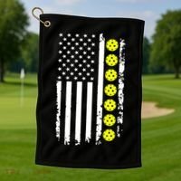 Pickleball USA Flag American Sport Golf Towel thumb 1