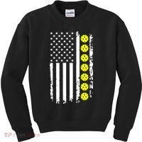 Pickleball USA Flag American Sport Kids Sweatshirt thumb 0