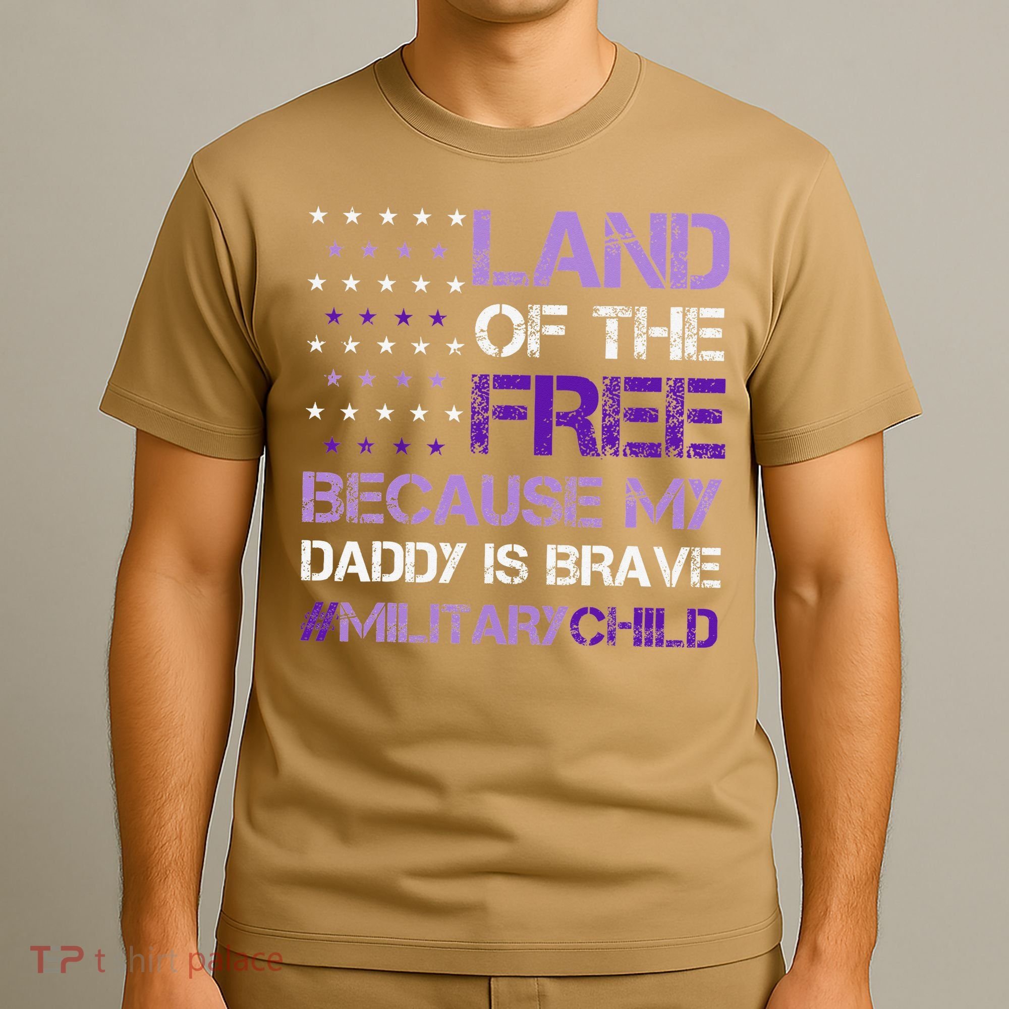 Purple Up For Military USA Flag Military Child Month T-Shirt