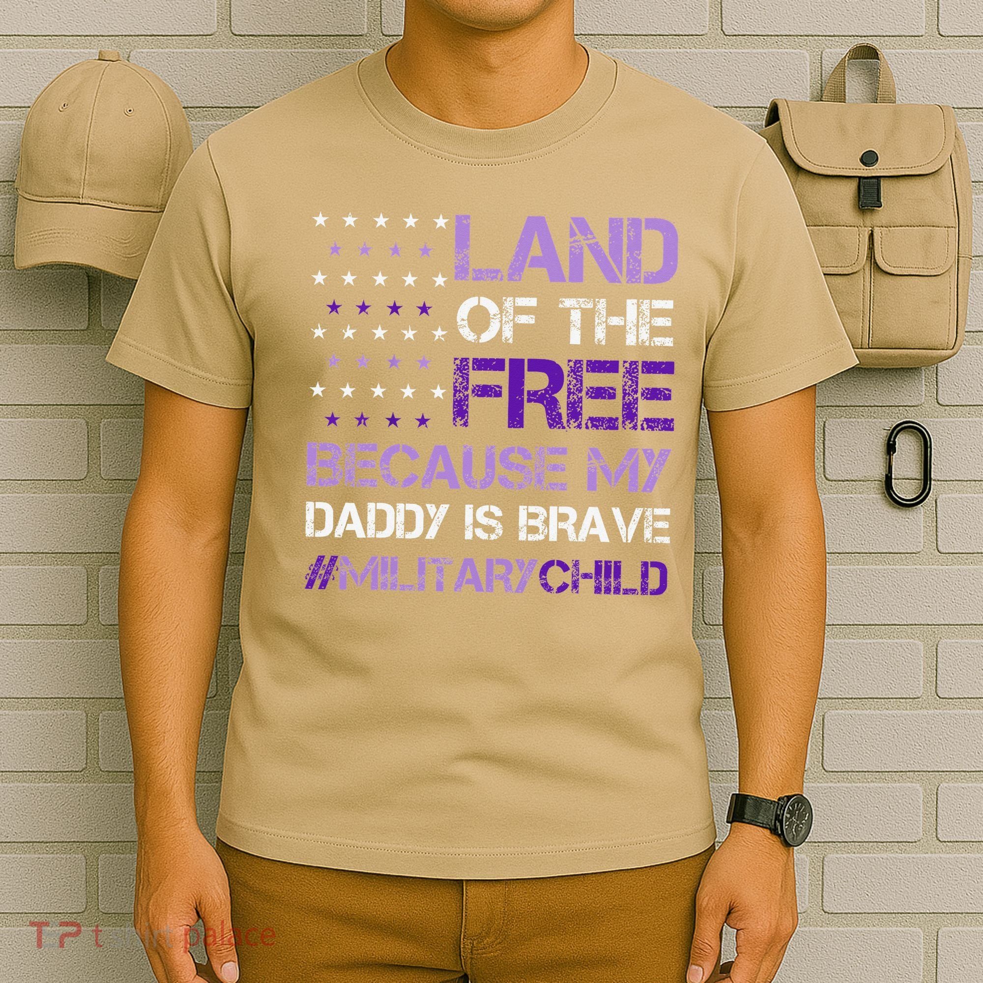 Purple Up For Military USA Flag Military Child Month T-Shirt