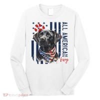 Patriotic Usa Flag Black Labrador All American Boy Lab Owner Long Sleeve Shirt thumb 0
