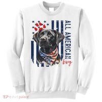 Patriotic Usa Flag Black Labrador All American Boy Lab Owner Sweatshirt thumb 0