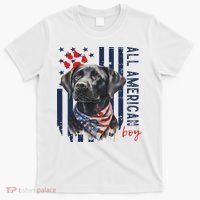 Patriotic Usa Flag Black Labrador All American Boy Lab Owner T-Shirt thumb 0