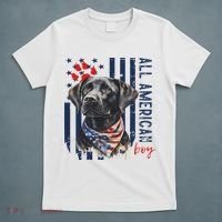 Patriotic Usa Flag Black Labrador All American Boy Lab Owner T-Shirt thumb 5