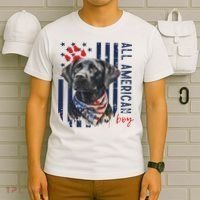 Patriotic Usa Flag Black Labrador All American Boy Lab Owner T-Shirt thumb 6